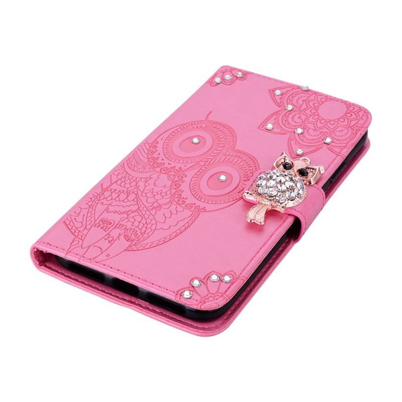 Housse Samsung Galaxy S22 Plus 5G Hibou Mandala et Breloque