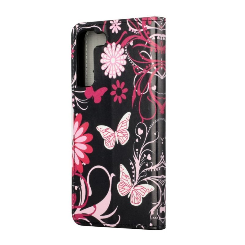 Housse Samsung Galaxy S22 Plus 5G Papillons et Fleurs