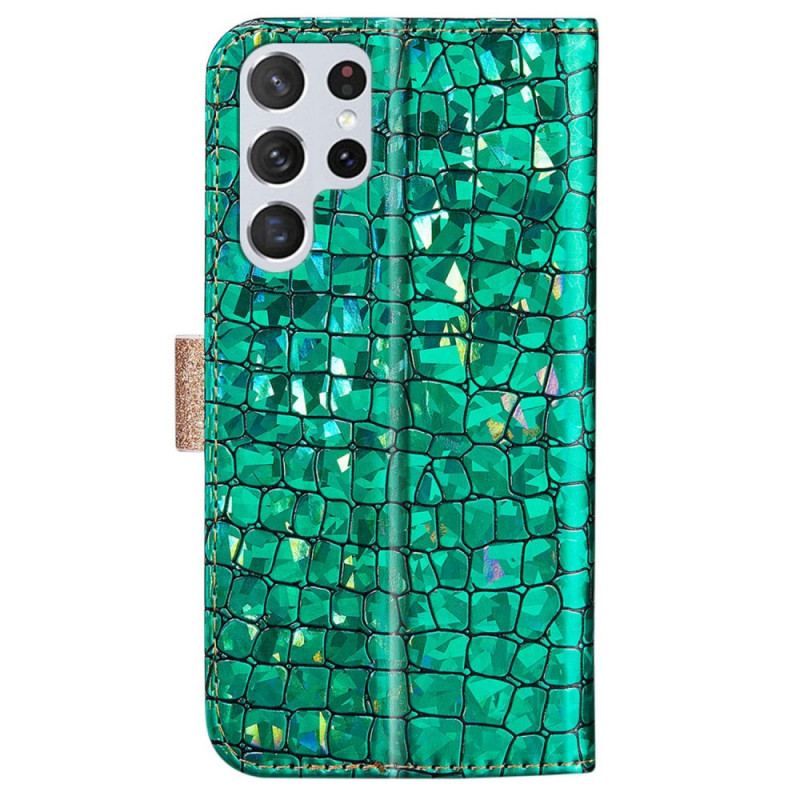 Housse Samsung Galaxy S22 Ultra 5G Croco Diamants