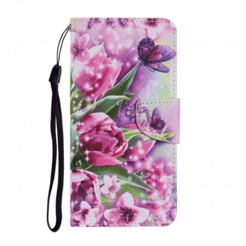 Housse Samsung Galaxy S22 Ultra 5G Papillons et Tulipes