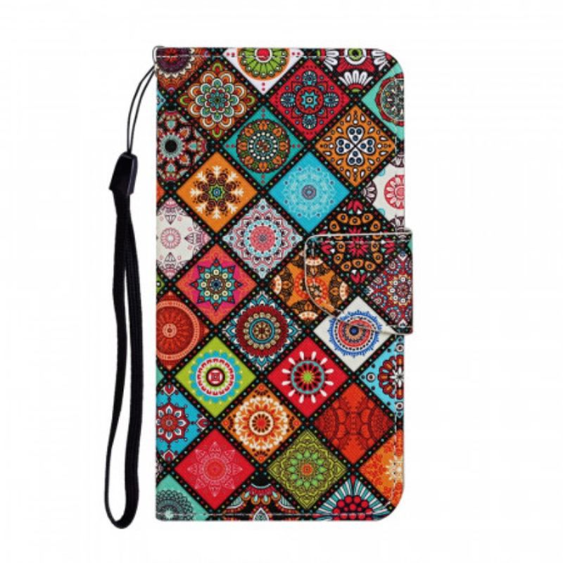 Housse Samsung Galaxy S22 Ultra 5G Patchwork Mandalas avec Lanière