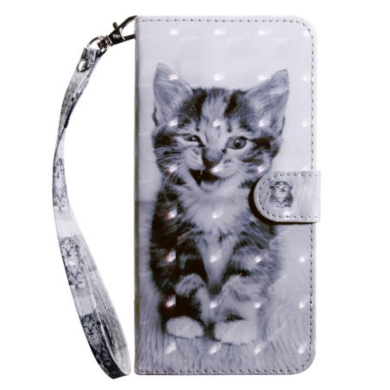 Housse Samsung Galaxy S23 5G Chaton Gris à Lanière