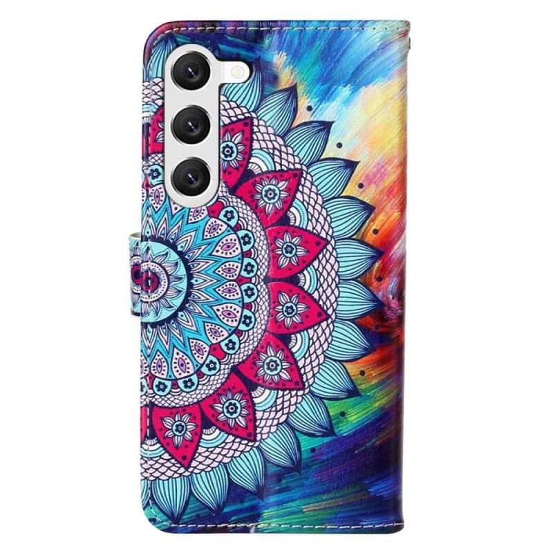 Housse Samsung Galaxy S23 5G Mandala Coloré à Lanière