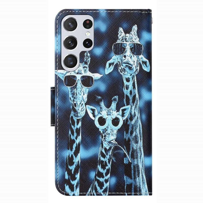 Housse Samsung Galaxy S23 Ultra 5G Que des Girafes à Lanière