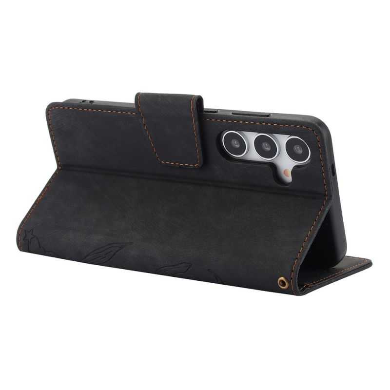 Housse Samsung Galaxy S25 5G Effet Daim Motif Floral