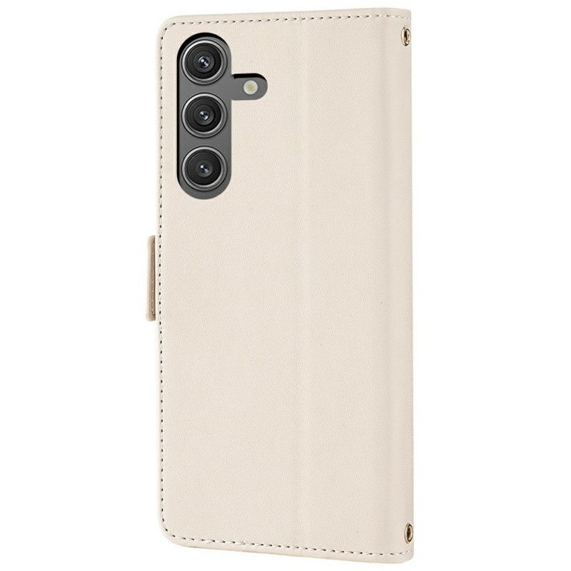 Housse Samsung Galaxy S25 5G Fermoir Style Métal à Lanière