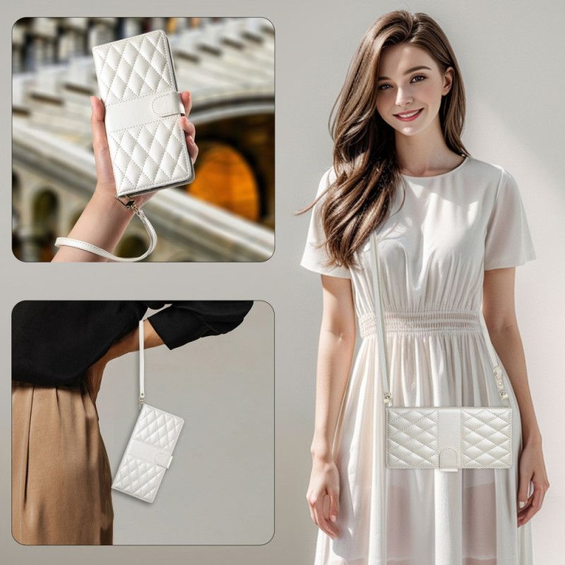 Housse Samsung Galaxy S25 Edge Matelassée avec Lanière et Bandoulière