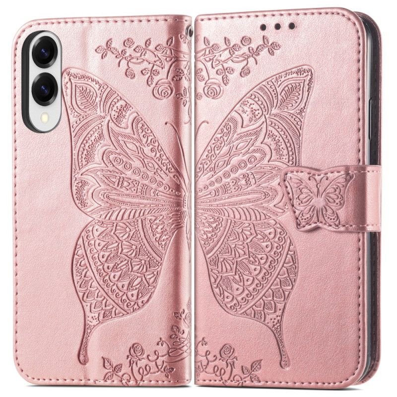 Housse Samsung Galaxy S25 Edge Papillon Baroque avec Dragonne