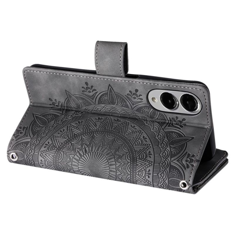 Housse Samsung Galaxy S25 Edge Portefeuille Effet Daim Mandala