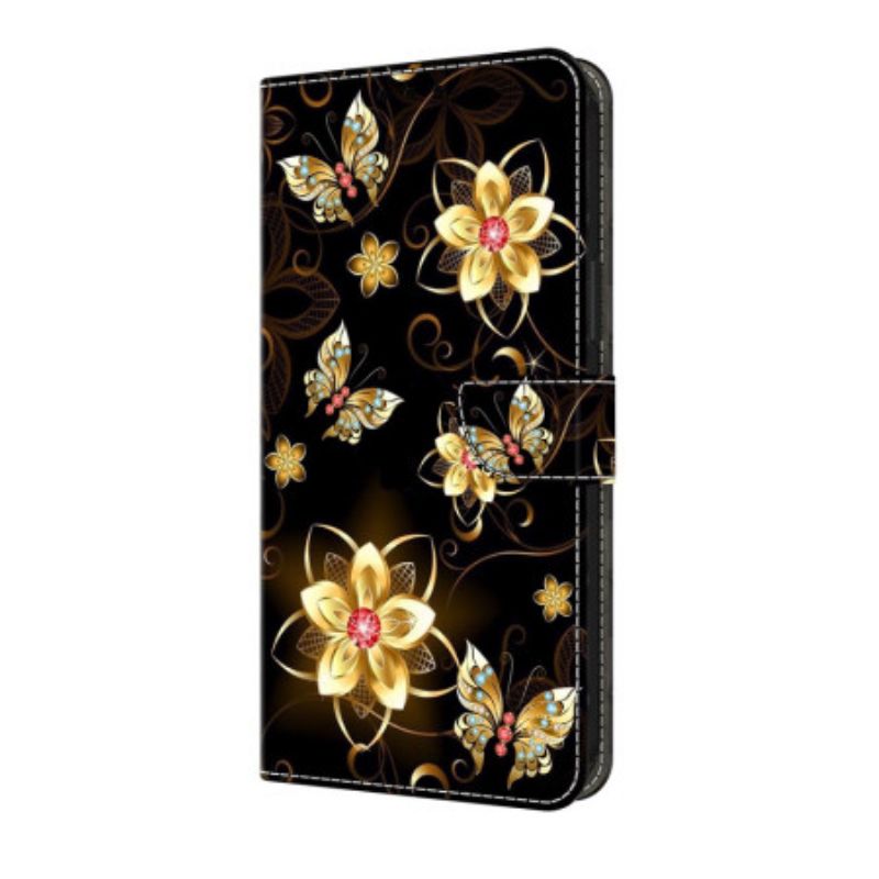 Housse Samsung Galaxy S25 FE Fleurs Dorées et Papillons