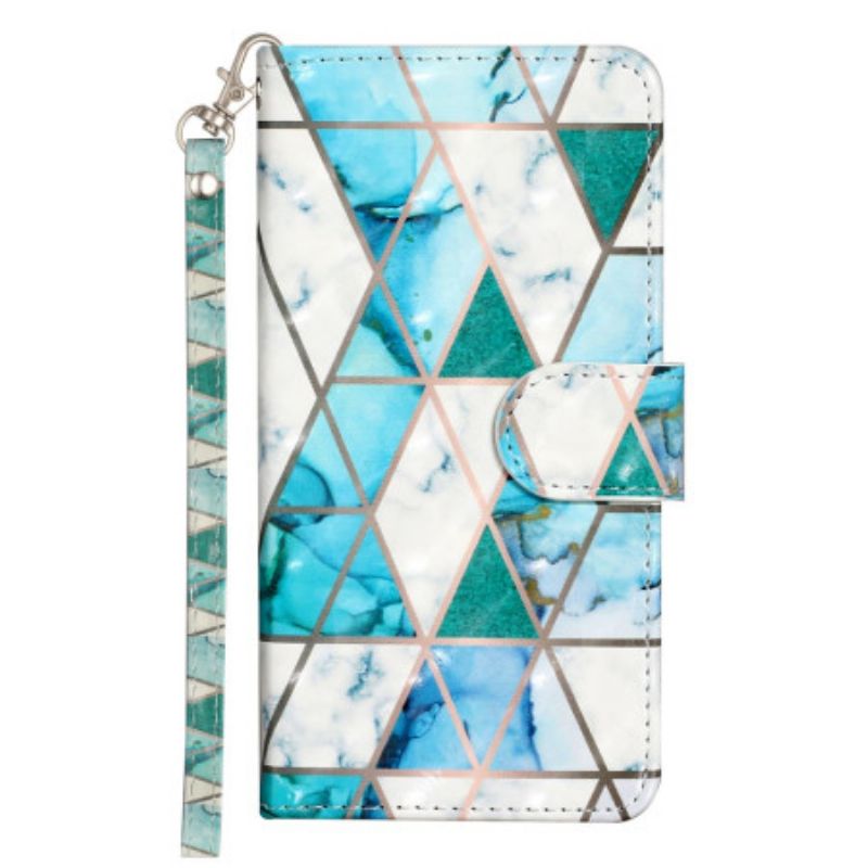 Housse Samsung Galaxy S25 FE Marbre Bleu à Lanière