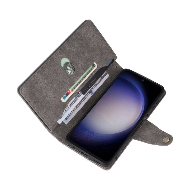 Housse Samsung Galaxy S25 FE Portefeuille avec Fermeture Éclair