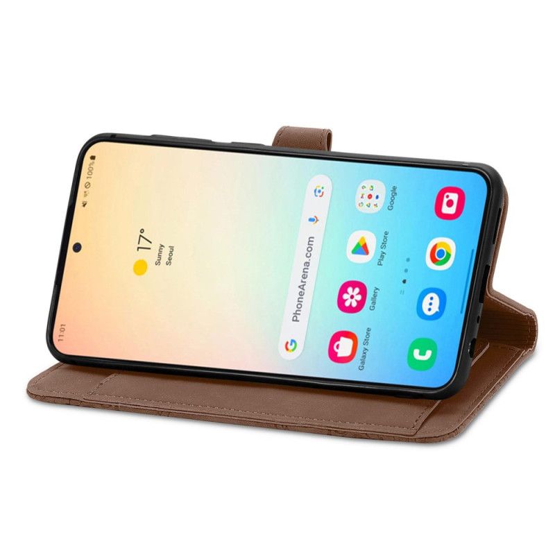 Housse Samsung Galaxy S25 Plus 5G Effet Daim Dentelle à Lanière