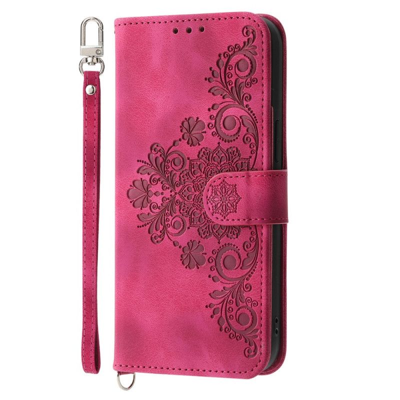 Housse Samsung Galaxy S25 Plus 5G Motif Floral et Sangles