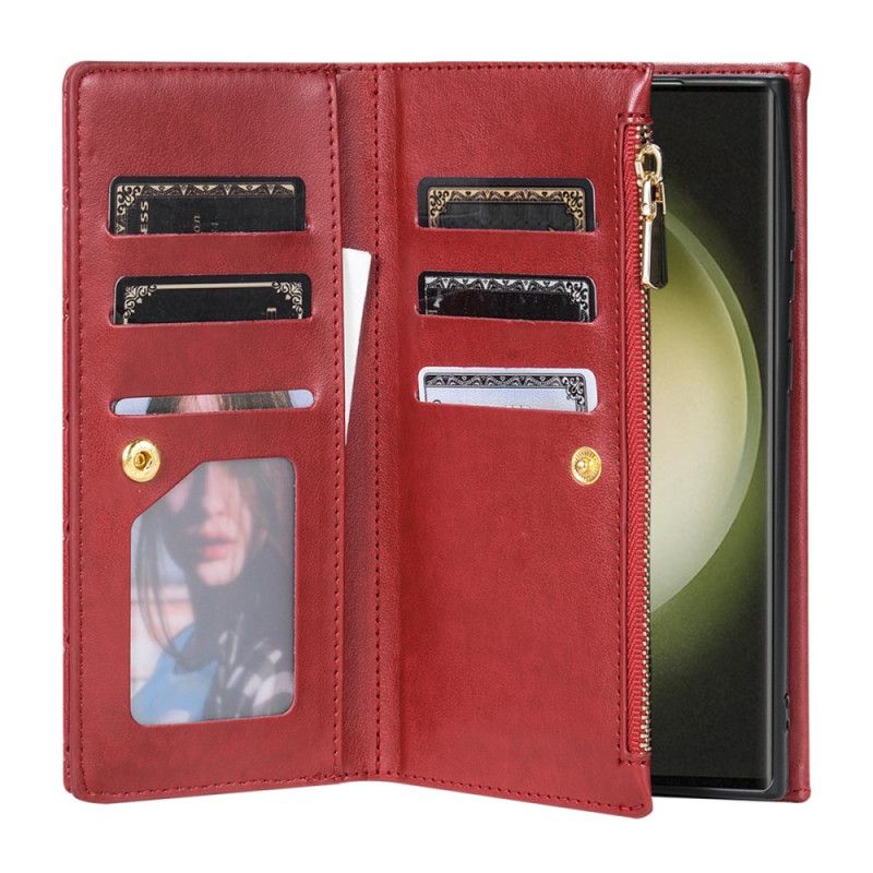 Housse Samsung Galaxy S25 Ultra 5G Portefeuille Matelassé avec Bandoulière