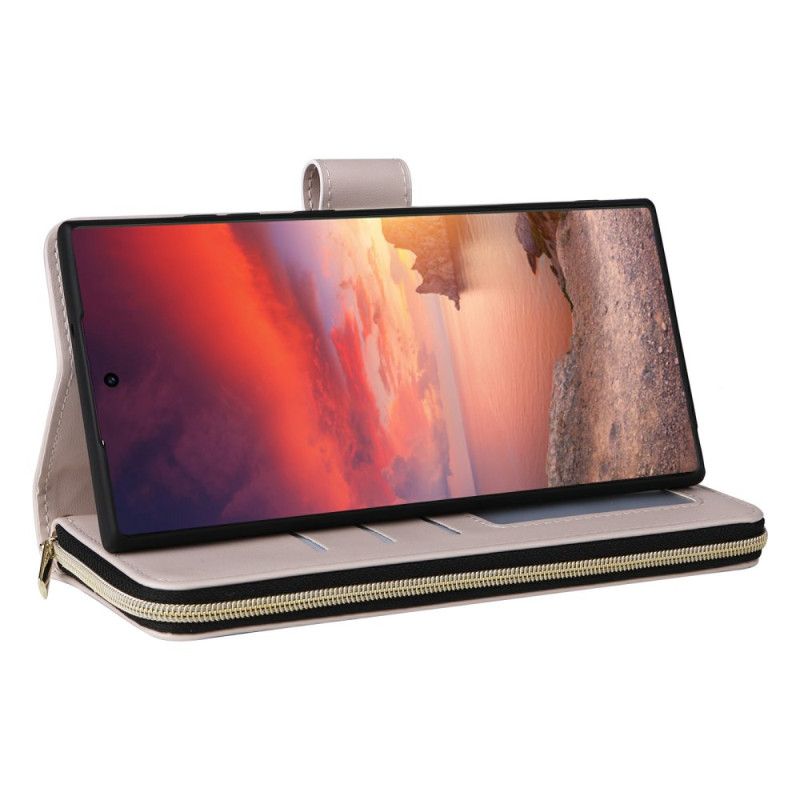 Housse Samsung Galaxy S25 Ultra 5G Portefeuille Matelassé avec Lanière et Bandoulière