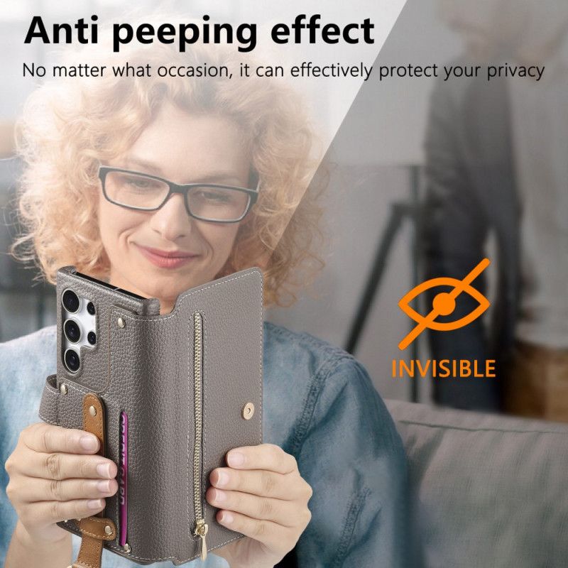 Housse Samsung Galaxy S25 Ultra 5G Portefeuille Protection RFID avec Pochette et Anneau