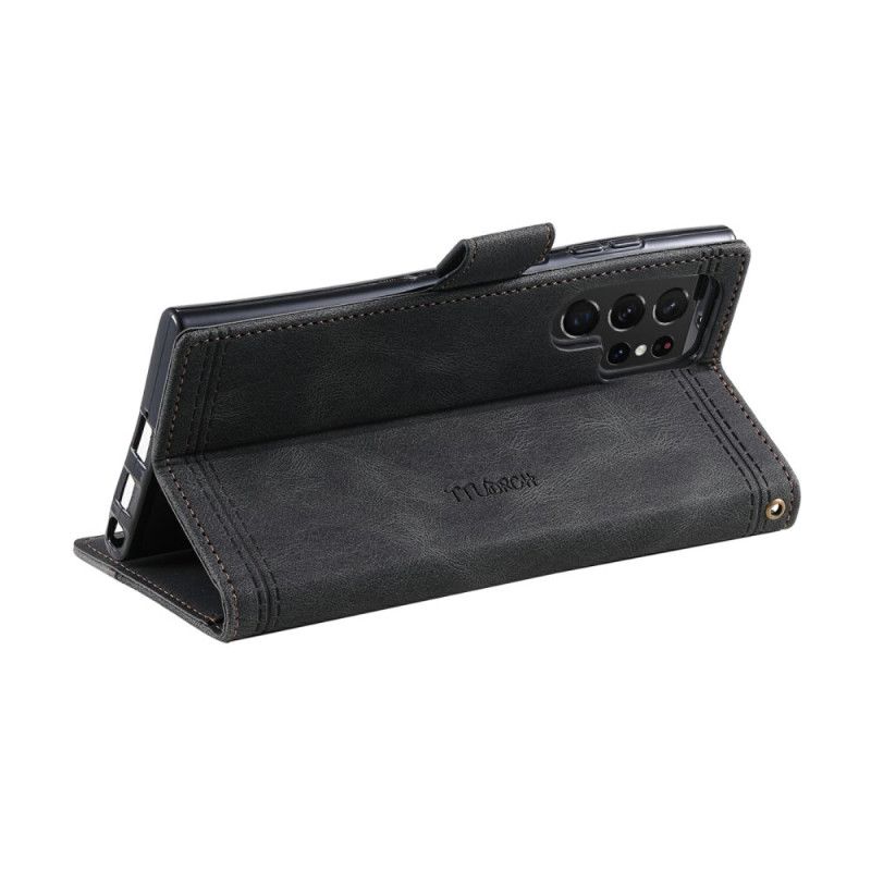 Housse Samsung Galaxy S25 Ultra 5G Portefeuille RFID Style Daim Bicolore à Lanière