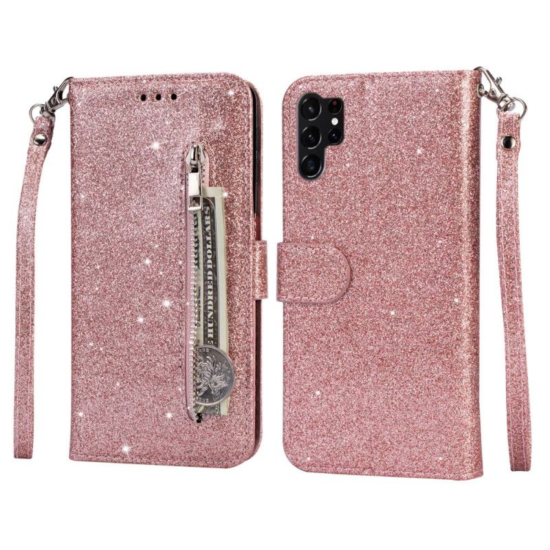 Housse Samsung Galaxy S25 Ultra Pochette Pailletée à Lanière