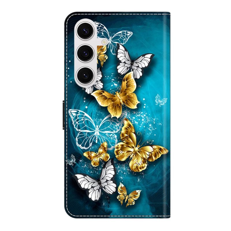 Housse Samsung Galaxy S26 Plus 5G Papillon Doré sur Vert