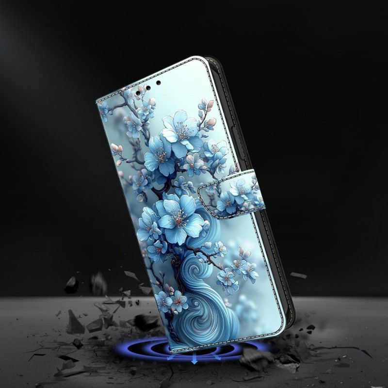 Housse Samsung Galaxy S26 Plus Fleurs Bleu Glacé