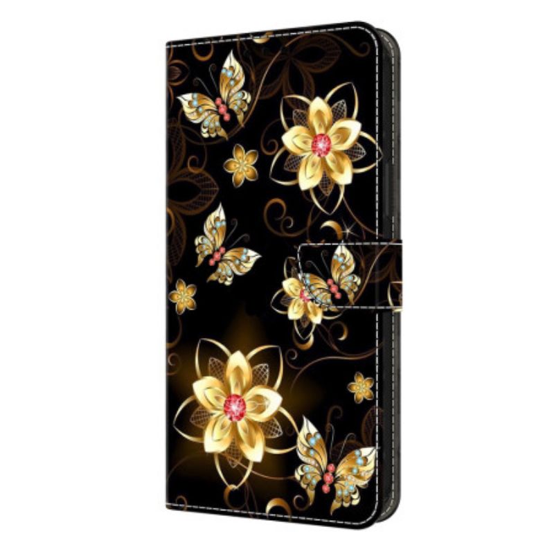 Housse Samsung Galaxy S26 Plus Fleurs Dorées et Papillons