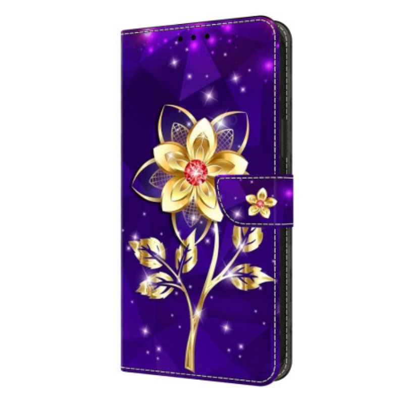 Housse Samsung Galaxy S26 Plus Fleurs Dorées sur Fond Violet