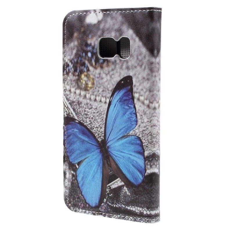 Étui Housse Samsung Galaxy S7 Papillon Bleu