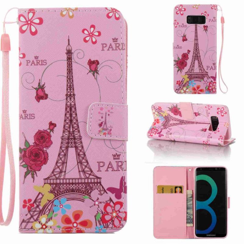 Housse Samsung Galaxy S8 Tour Eiffel Rose