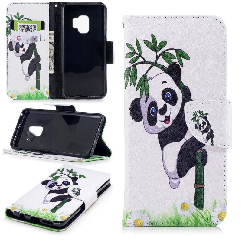 Étui Housse Samsung Galaxy S9 Panda Sur Le Bambou