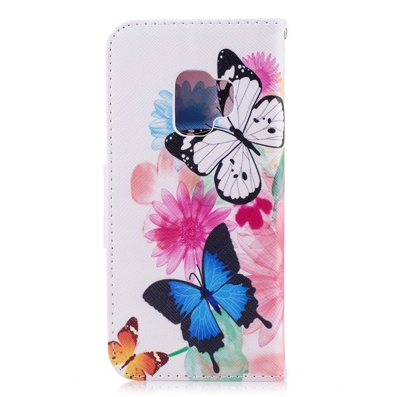 Housse Samsung Galaxy S9 Papillons Et Fleurs Peints