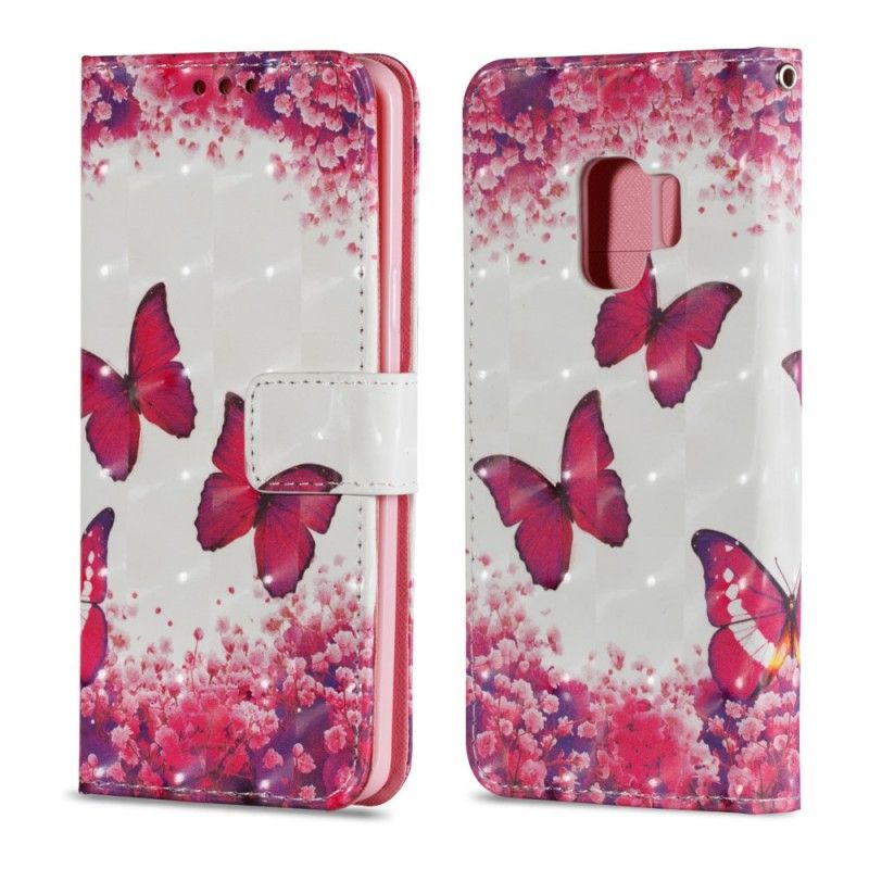 Housse Samsung Galaxy S9 Papillons Rouges 3d