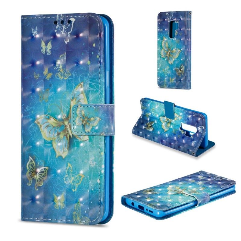 Housse Samsung Galaxy S9 Plus Papillons Dorés 3d