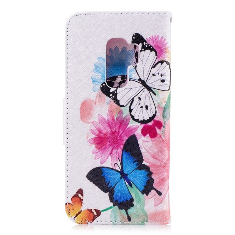 Étui Housse Samsung Galaxy S9 Plus Papillons Et Fleurs Peints