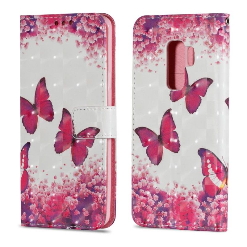 Housse Samsung Galaxy S9 Plus Papillons Rouges 3d