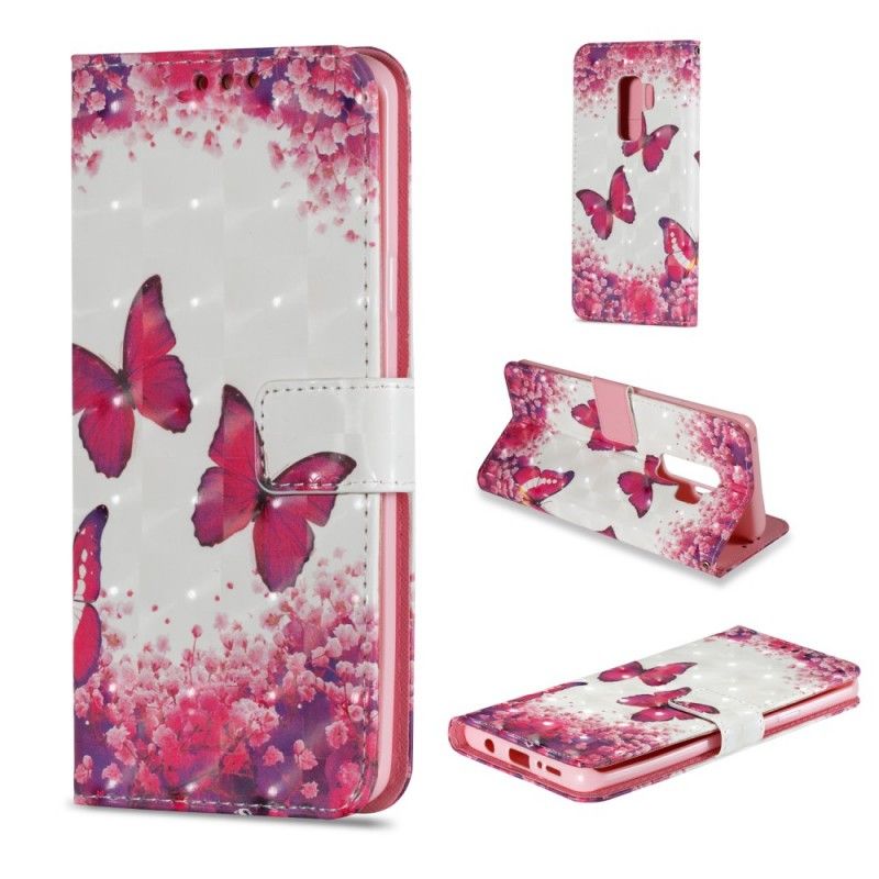 Housse Samsung Galaxy S9 Plus Papillons Rouges 3d