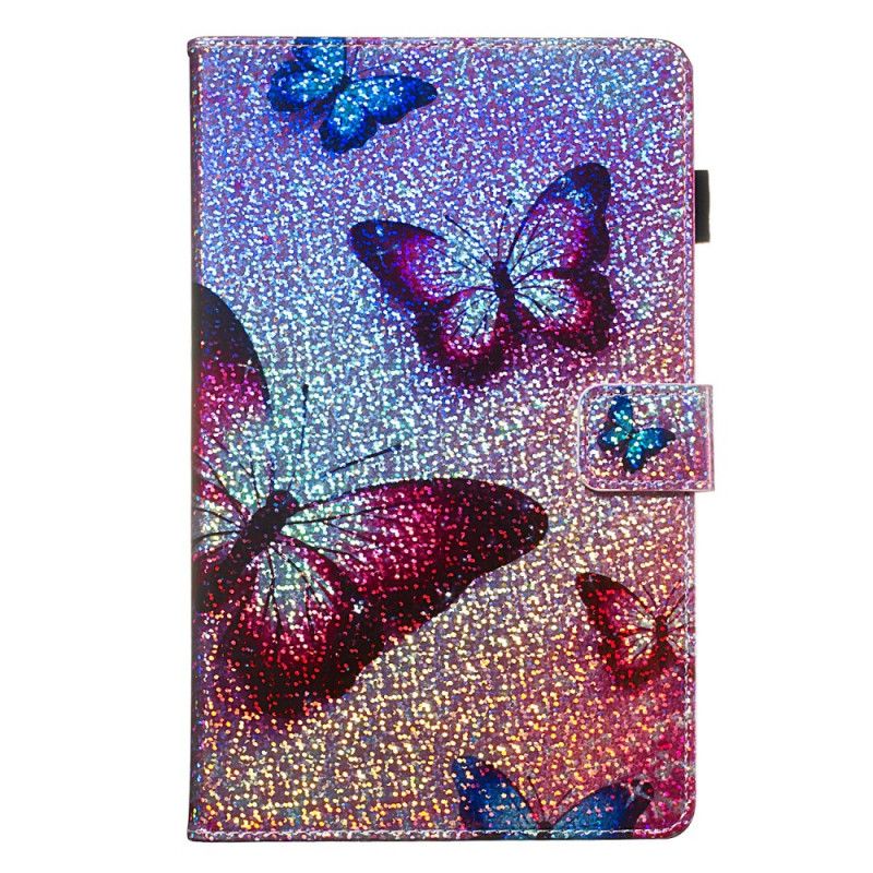 Housse Samsung Galaxy Tab A 8" (2019) Papillons Paillettes