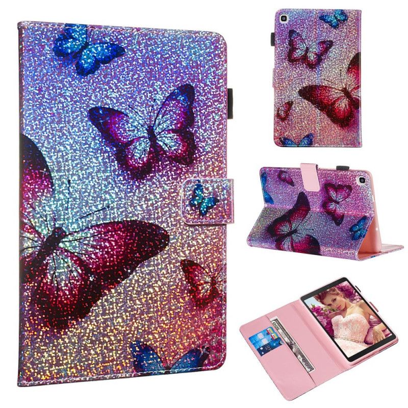 Housse Samsung Galaxy Tab A 8" (2019) Papillons Paillettes