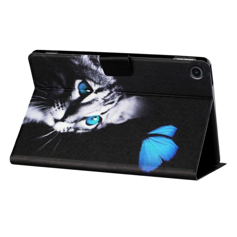 Housse Samsung Galaxy Tab A8 (2021) Chat Et Papillon Bleu