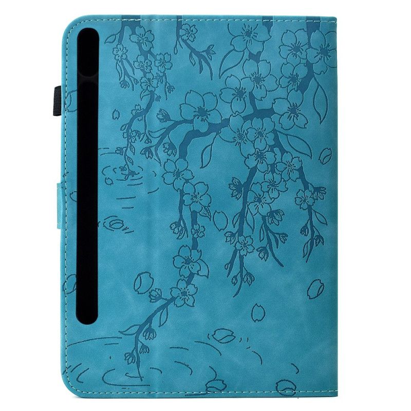 Housse Samsung Galaxy Tab S11 Effet Daim Motif Floral
