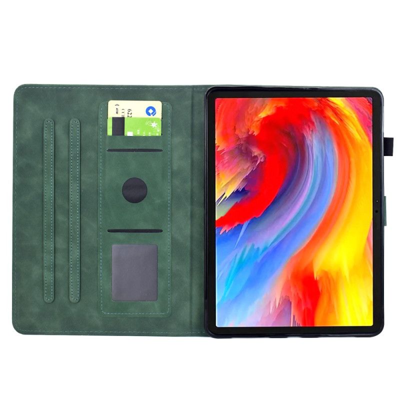 Housse Samsung Galaxy Tab S11 Effet Daim Motif Végétal