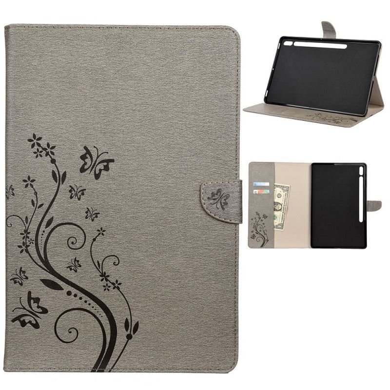 Housse Samsung Galaxy Tab S7 Plus Papillons Floraux