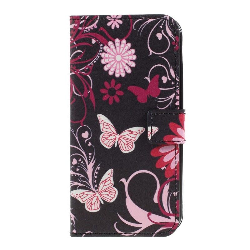 Étui Housse Samsung Galaxy Xcover 4 Papillons Et Fleurs