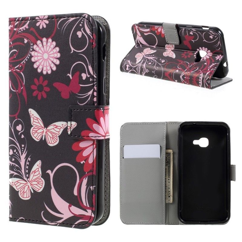 Étui Housse Samsung Galaxy Xcover 4 Papillons Et Fleurs