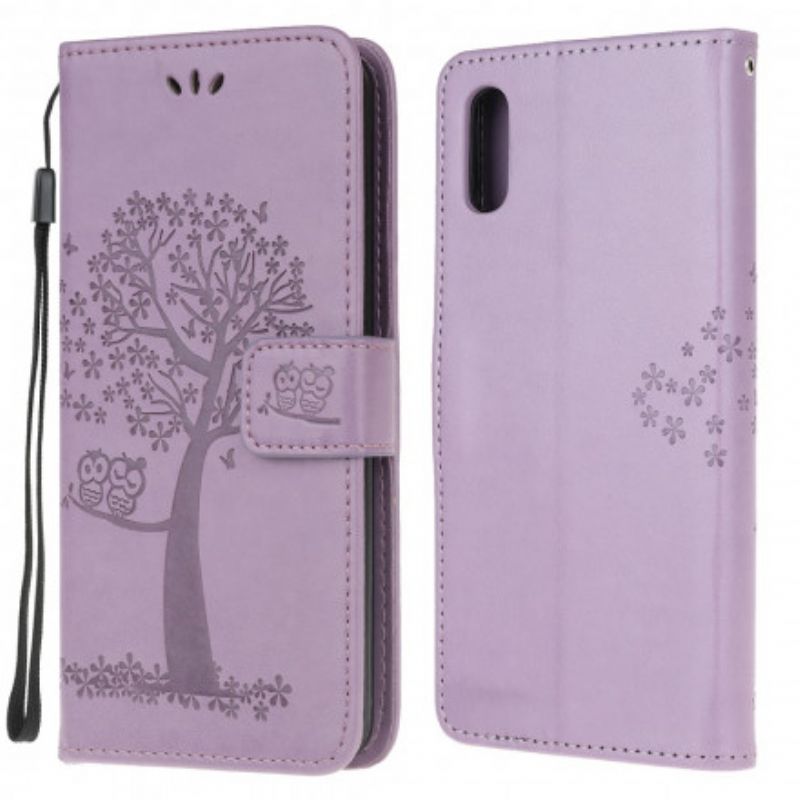 Housse Samsung Galaxy XCover 5 Arbre Et Hiboux À Lanière