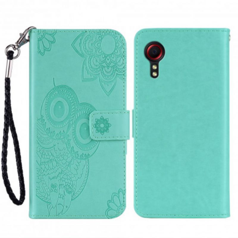 Housse Samsung Galaxy XCover 5 Hibou Mandala Et Lanière