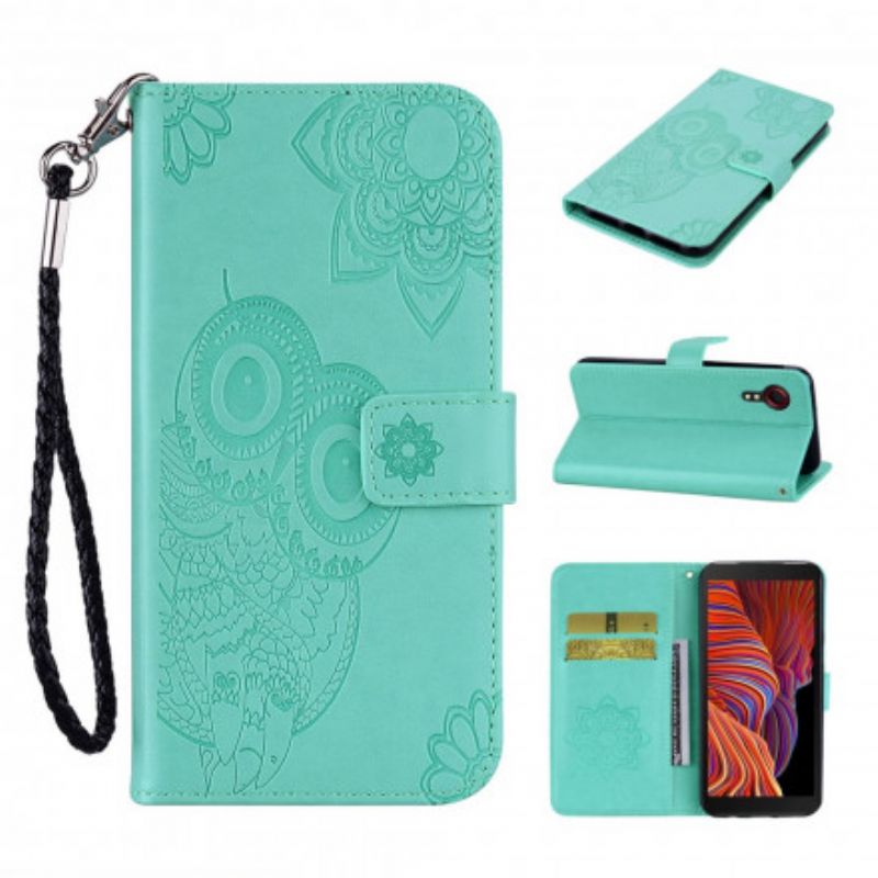 Housse Samsung Galaxy XCover 5 Hibou Mandala Et Lanière