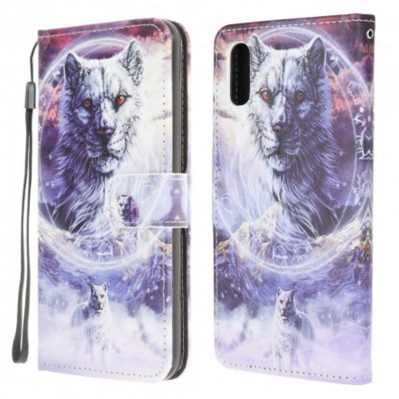 Housse Samsung Galaxy XCover 5 Loup En Hiver Avec Lanière