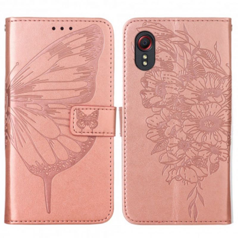 Housse Samsung Galaxy XCover 5 Papillon Design Avec Lanière