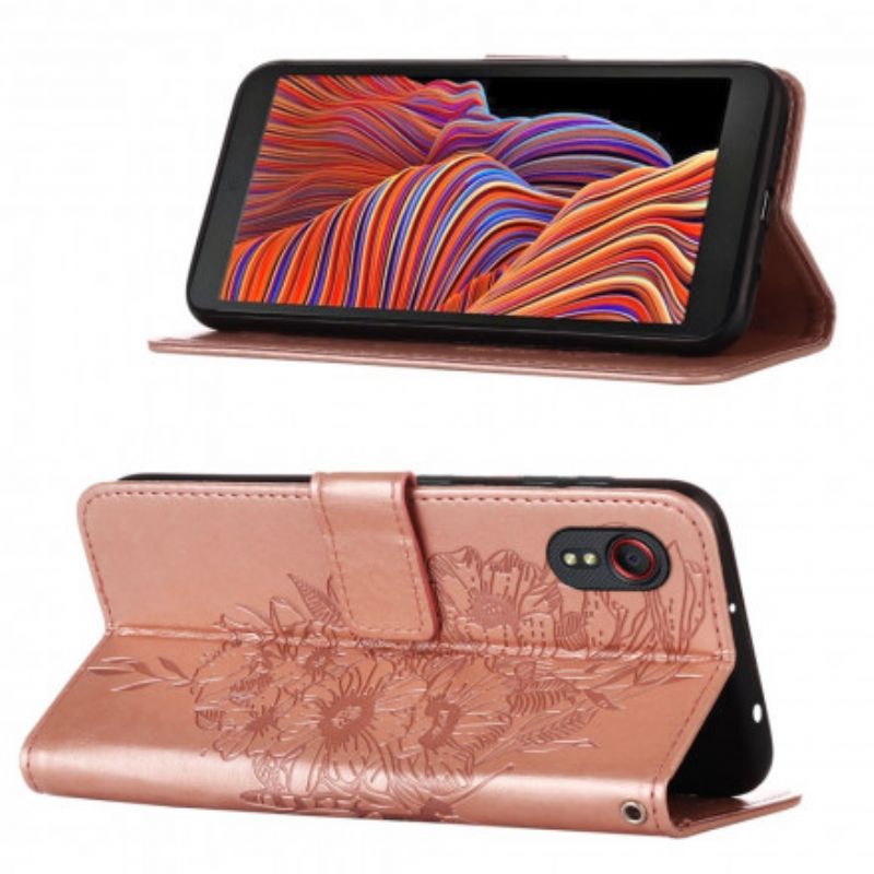 Housse Samsung Galaxy XCover 5 Papillon Design Avec Lanière